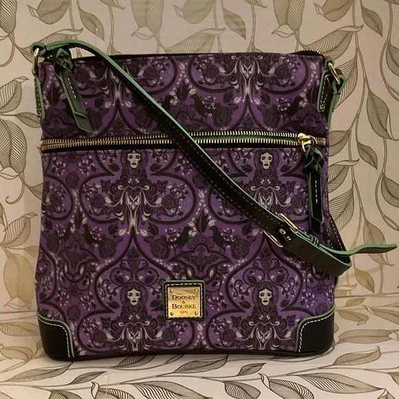Dooney & Bourke Disney Parks Haunted Mansion MadamPurple Patterned Crossbody Bag - Picture 2 of 16